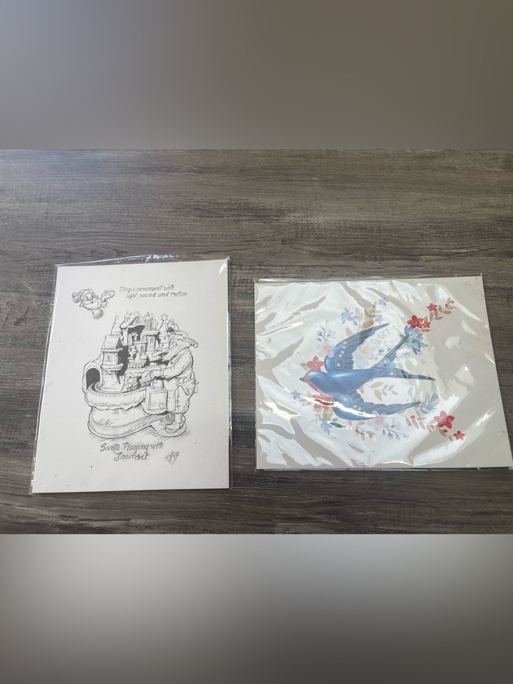 Hallmark Blue Bird Floral & Santa BnW Collectible